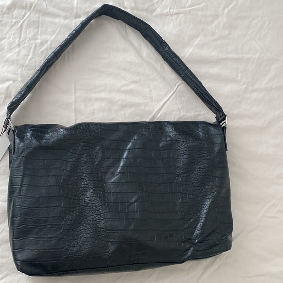 Zara Vegan Leather Black Croc Tote Bag New - Picture 11 of 11
